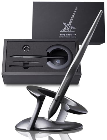 novium Hoverpen Interstellar: Space Black, Hochwertiger Schwebender Kugelschreiber, Geschenk für Männer und Frauen, Nachfüllbar, Luxus Stift