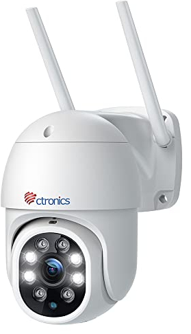 Ctronics 4MP Caméra Surveillance WiFi Extérieure 2.4/5Ghz WiFi PTZ Caméra IP Vision Nocturne Couleur Détection Humaine Suivi Automatique Audio Bidirectionnel Étanche IP66