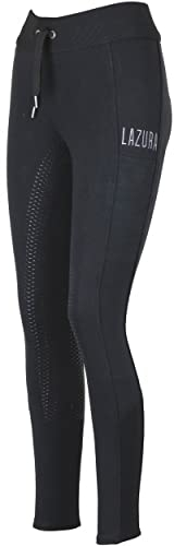 Lazura - Reitleggings für Damen Hanna | Vollbesatz aus Silikon | Reithose mit 2 seitlichen Handytaschen & Weitenregulierung | Vollbesatzreithose in Schwarz | Reitbekleidung in Größe 36