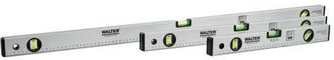WALTER Wasserwaagen-Set 3-tlg. Wasserwaagen in den Längen 40cm, 60cm und 100cm, für besonders präzise Messungen, angenehme Handhabung durch robustes & leichtes Aluminiumgehäuse