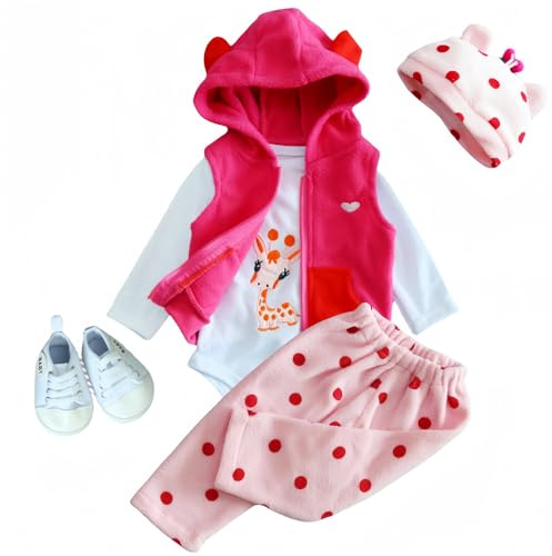 Vêtements pour poupées Reborn de 43 à 56 cm, Vêtements Accessoires pour 17-22 Pouces Poupées Fille Ensemble Girafe Mignonne 5 pièces avec Chaussures