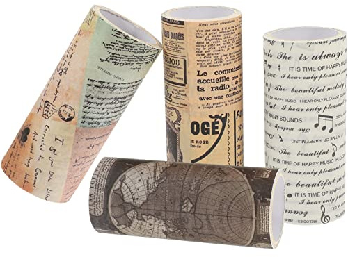 MAGICLULU 4rollos Cinta De Periódico Estilo Vintage Cinta Washi Decorativa De Papel para Manualidades para Envolver Álbumes De Recortes y DIY