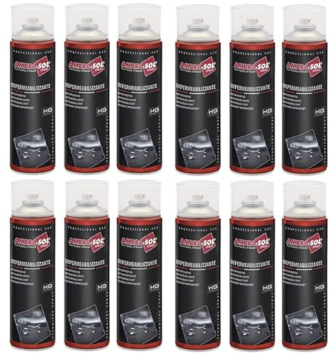 12 Bombolette di Impermeabilizzante Spray da 500ml, idrorepellente, anti umidità protettivo per tessuti scarpe ideale nella Nautica, campeggio e casa