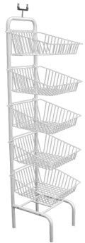 Retail Shop SUPERMARKETS 5 Tier Stacking Metal Baskets (WHITE 5 TIER DISPLAY STAND)