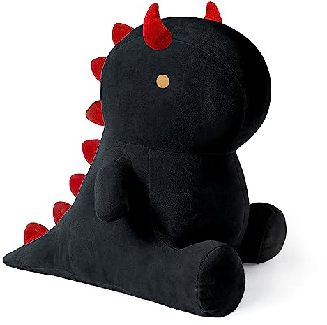 shownicer Peluche de dinosaurio de peluche Kawaii Dino Cojín de peluche de peluche saurio de peluche, regalo para niños y niñas a partir de 12 años (negro, 45 cm)