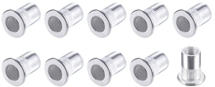 METALLIXITY Rivet Écrous (M6) 25pcs, Aluminium Alliage Moleté Corps Filetage Inserts Écrou - pour Meuble Mécanique Fixations, Argent Ton
