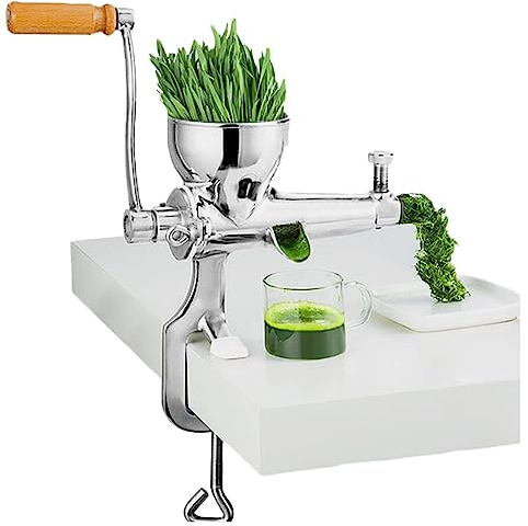 Manual Wheatgrass Juicer Extractor, Desktop Fixed Portable Stainless Steel Manual Juicer for Wheat Grass Fruit Vegetable