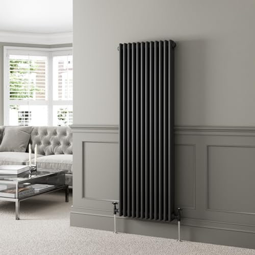 DuraTherm® 1600 x 560mm Black Traditional Vertical Designer Radiator Triple Column Colosseum Cast Iron Style Central Heating Panel Radiators Rad