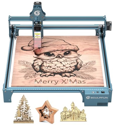 SCULPFUN S9 Pro Machine à graver laser 10 W, précision de gravure 0,01 mm, gravure laser tout en métal, pour bois, acrylique, cuir, 400 x 410 mm Surface de gravure
