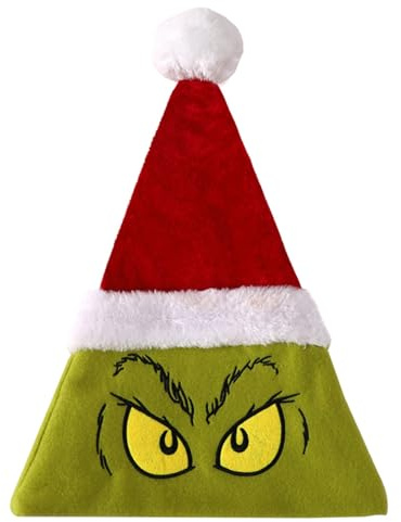 Funjoyz Mostro Verde Cappello Di Natale per Adulti,Cappello Di Babbo Natale,Cappello Di Decorazione Natalizia,Cappello di Natale per Adulti Capodanno Cosplay Mascherata Compleanno Carnevale