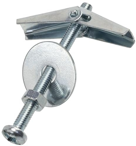 AERZETIX - K33975 - 10 st fjäderklämmor Ø 13 x 50 mm + M4 x 50 mm Phillips PCI-skruv - för fastsättning ihåliga väggar gipsskivor gips gips - galvaniserat stål Cr3+