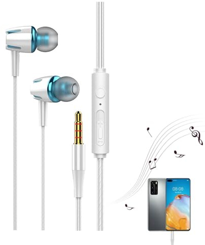 ycezw - Écouteurs filaires intra-auriculaires - Réduction de bruit surround - Diaphragme sans bruit - Silicone doux pour la peau - Lueur dans l'obscurité - Bleu classique