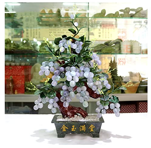 UQACHG Árbol De Cristal Jade Natural En Maceta Vid De UVA Jade Fortuna Dinero Árbol Decoración del Hogar Feng Shui Artesanía S Buena Fortuna Y Prosperidad Feng Shui,B
