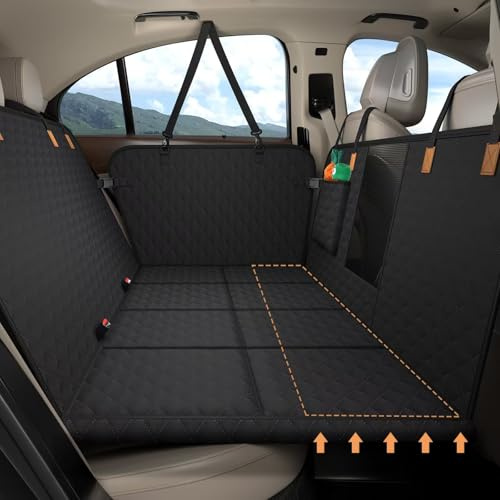 BMaoBBo Protector Coche Perros Asiento Trasero [127x62cm],Funda Coche Perro,Impermeable, Antideslizante, Base Rígida (136kg) - SUV y Familiares - Incluye Bolsillo y Malla