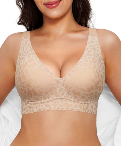 Popilush Women's Leopard Print Push-Up Bra No Underwire Skin