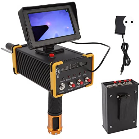 MasYosh GR8000 Detector di Metallo Professionale, profondità di 15 M e 1000 M Finder D'oro con un Grande Schermo LCD, per la Caccia Al Tesoro per Rame D'argento D'oro (Plug)