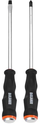 HARFINGTON 2Pcs Magnetic Screwdriver Set SL8/PH8 x 200mm CR-V Steel Go-thru Phillips Slotted Screwdrivers with Striking Cap for Industry and Automobile Repair