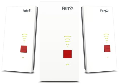 FRITZ! 2700 Mesh-set (set med 3) | 7 ultrasnabb Wi-Fi upp till 6 500 Mbit/s | Wi-Fi-täckning i 5–7 rum | Perfekt för fiberoptiska routrar eller modem (ONT) | Enkel installation | Tillverkad i Europa