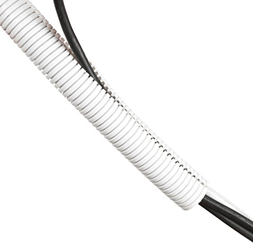 D-Line Cable Tidy Tube, Pre-Split Cable Sleeve, Flexible LDPE Electrical Conduit, PC Cable Management, TV Wire Hider - 32mm Diameter, 1.1m Length - White
