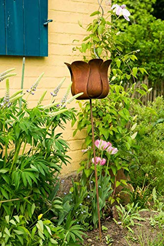 KUHEIGA Gartenstecker Rankstab Tulpe Blume Höhe: 130cm Ø 25cm Pflanzstecker Gartenstab