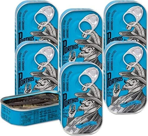 Porthos Sardiner i saltlake 6 x 125 g – högt omega-3-innehåll/Portugal