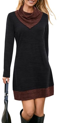STYLEWORD Robe tricotée Robe Pull à Manches Longues pour Femme Robe Chaude d'hiver Robe Tunique pour l'automne Hiver