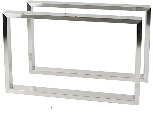 Montixx® 2X (1 Paar) Quadrat-Couchtisch & Tischkufen Bank Tischuntergestell B 50cm x H 40cm Edelstahl