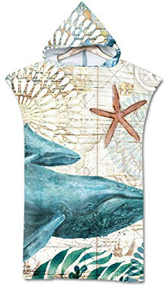 Proumhang Cambio de Bata de baño Changing Towel, Toalla de Poncho de Surf con Capucha Toalla de baño con Capucha para Adultos Toallas Deportivas con Capucha estampadaTalla única-Estilo 27 75cm x 110cm