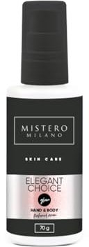 Mistero Milano Crema profumata per corpo e mani ELEGANT CHOICE con particelle – Calma e idratazione intensiva e profonda – Migliora la compattezza della pelle su mani e piedi – 70 g