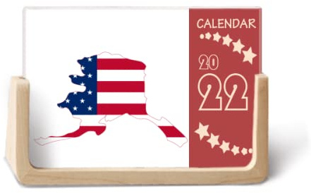 Calendario da tavolo con mappa a strisce a forma di bandiera Alaka USA 2022