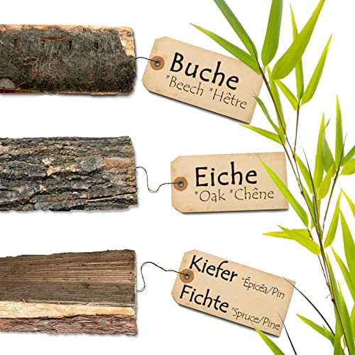 BooGardi Brennholz · Eiche 20kg · 10kg / 20kg / 30kg · Buche · Kiefer/Fichte · ofenfertig/luftgetrocknetes Kaminholz · Holzscheite für Grillofen/Lagerfeuer