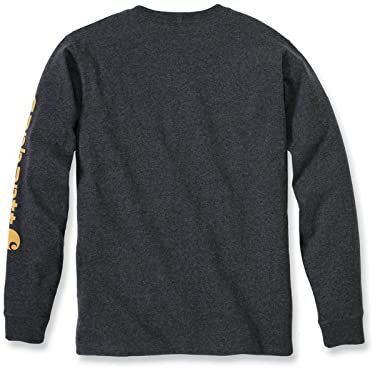 Carhartt Maglietta da uomo Relaxed Fit Heavyweight Long-Sleeve Logo Sleeve Graphic T-Shirt Colore: Carbon Heather, Taglia: XL