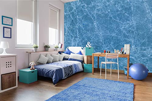 DIMEX LINE Non-Woven Photo Wallpaper Blue Marble Texture 375 x 250 cm - Non-Woven Wallpaper, wall Mural, wall Art - Wallpaper for Living Room, Bedroom, Office, Kitchen