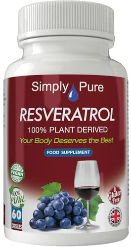 Simply Pure Resveratrol 500mg | High Strength Trans-Resveratrol Supplement | 60 Vegan Capsules | Plant Derived Antioxidant | Non-GMO & Gluten Free | Daily Cellular & Longevity Support