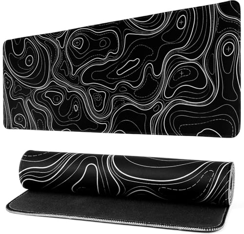 Mauspad XXL Erweiterte Große Maus Pad ,Gaming Mouse Schreibtisch Pad, 31.5x11.8inch Lange Tastatur Matte Mousepad 3mm Rutschfester Basis und genähter Rand (Schwarze Karte, Extended )