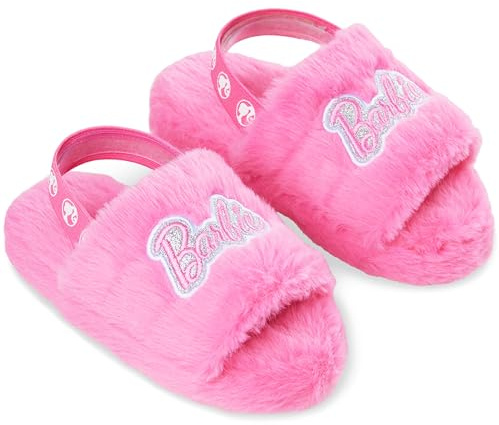 Barbie Women's Fluffy Slippers, Comfy Mule House Shoes - Cosy Gifts for Her