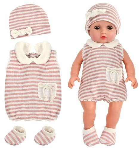 Vestiti per Bambole per New Born Baby Doll, Vestiti Bambole Reborn Femmina, Vestiti per Bambola Vestito per Bambole con Cappello Pagliaccetti Calzini, Set Bambolotti Accessori per Bambole 35-45 cm