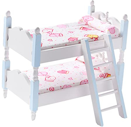 BCOATH Cama de Madera Miniatura Casa de Muñecas Muebles de Juguete para Niño Niña Accesorios Decorativos para Infantiles Fomentar la Imaginación y Habilidades Cognitivas