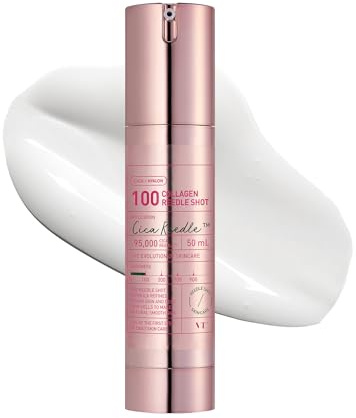 VT COSMETICS Collagen Reedle Shot 100 Serum, Pink Skin Booster for Plumping, Firming & Glowing Skin, 500Da Low Molecular Extract, Spicule Microneedle Treatment, K-Beauty Face Serum, 1.69 fl oz (50ml)