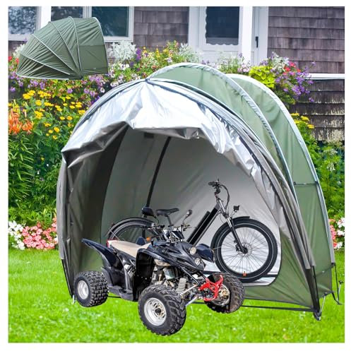 YSMSMZJK Abri Velo Exterieur Jardin Suspendu 2 en 1 Abris Jardin avec Portes Doubles pour 2 à 5 Vélos Tente Cuisine Camping Abri De Jardin Exterieur,Green