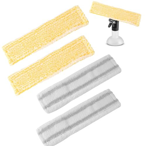 Set of 4 Window Vacuum Cleaner Replacement Parts for Karcher Window Cleaner, Replacement Microfibre, High Cleaning Performance, High Absorbency