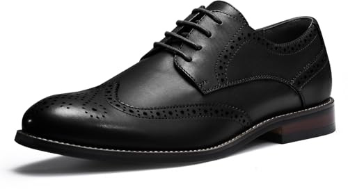 CGRRBW Mens Dress Shoes Casual Oxford Shoes Dress Sneakers Business Wingtip Brogue Office Shoes NJXM02-BLACK-9.5