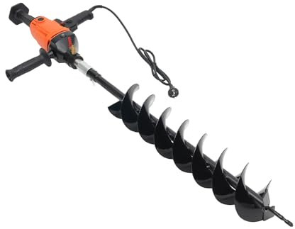 MooBeey 1900W Elektrische Gartenbohrer Erdbohrer Maschine mit Manganstahl Bohrer, Stufenlose Geschwindigkeit Bodenkultivator Bohrer, Tragbarer Garten Spiralbohrer Pflanzbohrer zum Löcher Graben