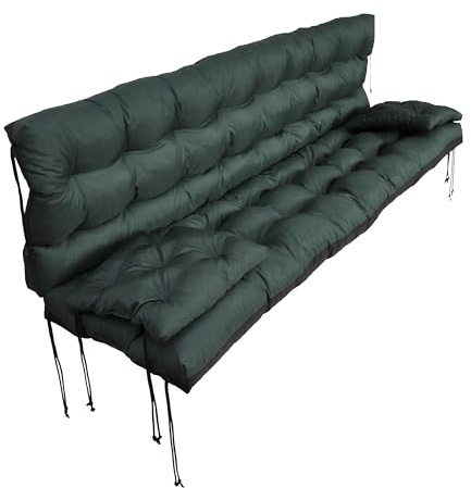 nana shop Cojín impermeable para columpio de jardín, 160 cm, columpio, cojín para columpio de jardín, cojín para banco (verde)