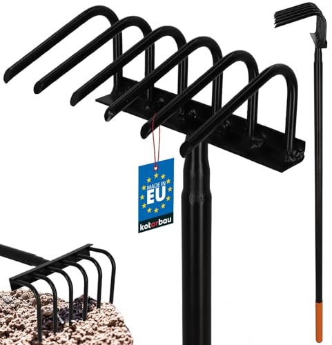 KOTARBAU® Gartenhacke 6-Zinkige mit Stiel 120 cm Hacke zum Unkrautjäten aus Stahl Gartenkralle zur Bodenlockerung Harke für Garten Gartenwerkzeug Auflockern und Belüften mit Krallen Blumenrechen