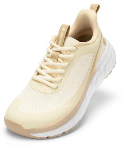 FitVille Wide Walking Shoes Women Comfortable Non Slip Wide Running Shoes for Women for Swollen Feet Lightweight with Ultra Cushioning Sneakers Ivory/Champagne
