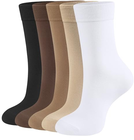 CLOSEMATE 5 Paires Chaussettes Femme 35-38 39-42 en Coton Doux Quarter Socks Extensible Respirant Classique pour Travail Maison Voyage Quotidien Multicolore