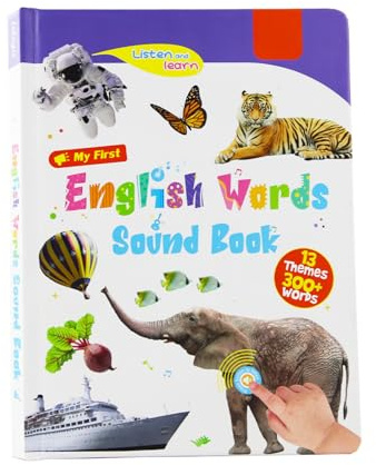 My First English Sound Toys – English Learning Talking Book for Kids 2-6 Years Old,470+ Words,21 Themes,Fun Word Game Book for Educational Language,Interactive Alphabet Sound Book for Toddlers Gifts A