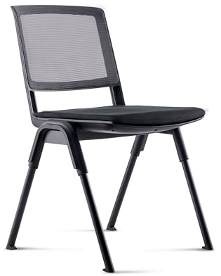 hjh OFFICE besökarstol Meet WA – konferensstol med nätryggstöd, stapelbar och knytbar, stram stoppning, modern design – svart