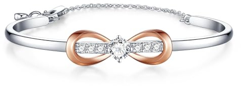 Lyniuoy Plaqué or blanc 18 Carats et or rose nœud d'amour Infini Bracelet Femme, Bijoux Femme, Romantique Cadeau Femme-Idées Uniques pour Anniversaire, Fête des Mères, Saint-Valentin, Noël